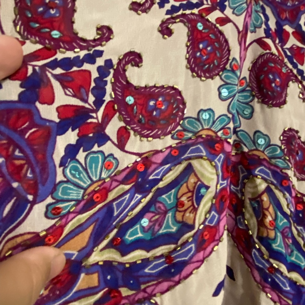 D- Multicolor Floral Paisley Boho Blouse View 4
